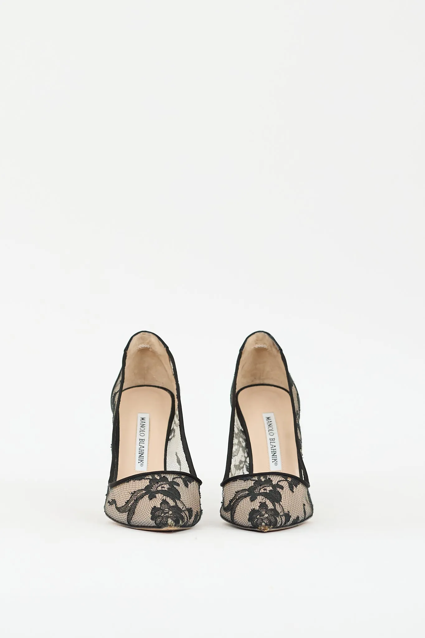 Black Floral Lace Pointed Toe Pump