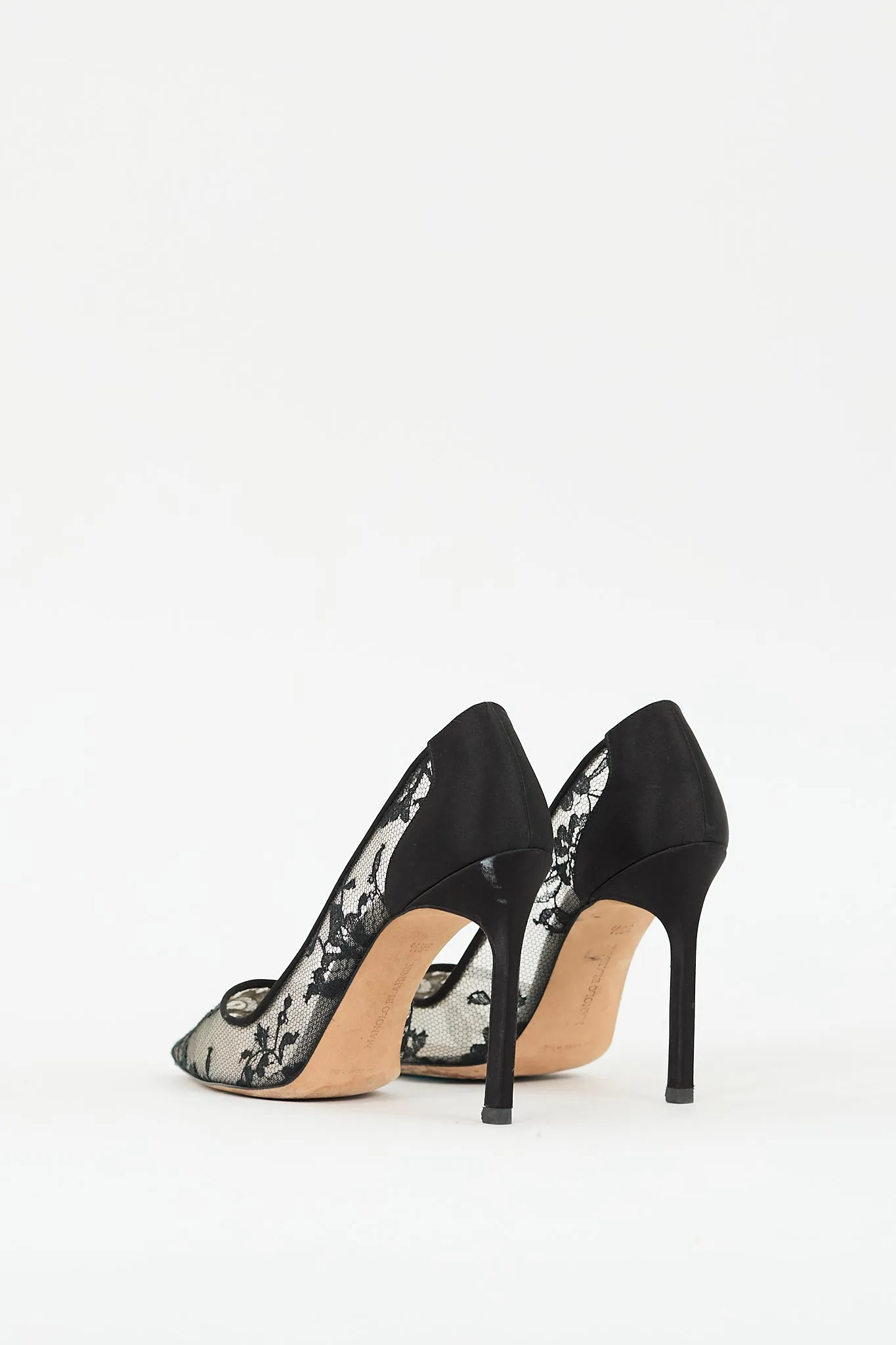 Black Floral Lace Pointed Toe Pump