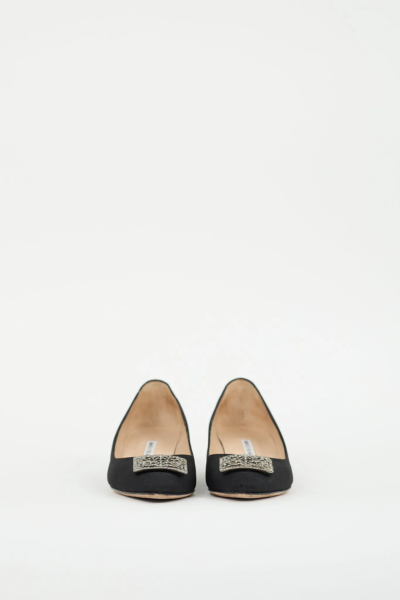 Black Satin Embellished Pump