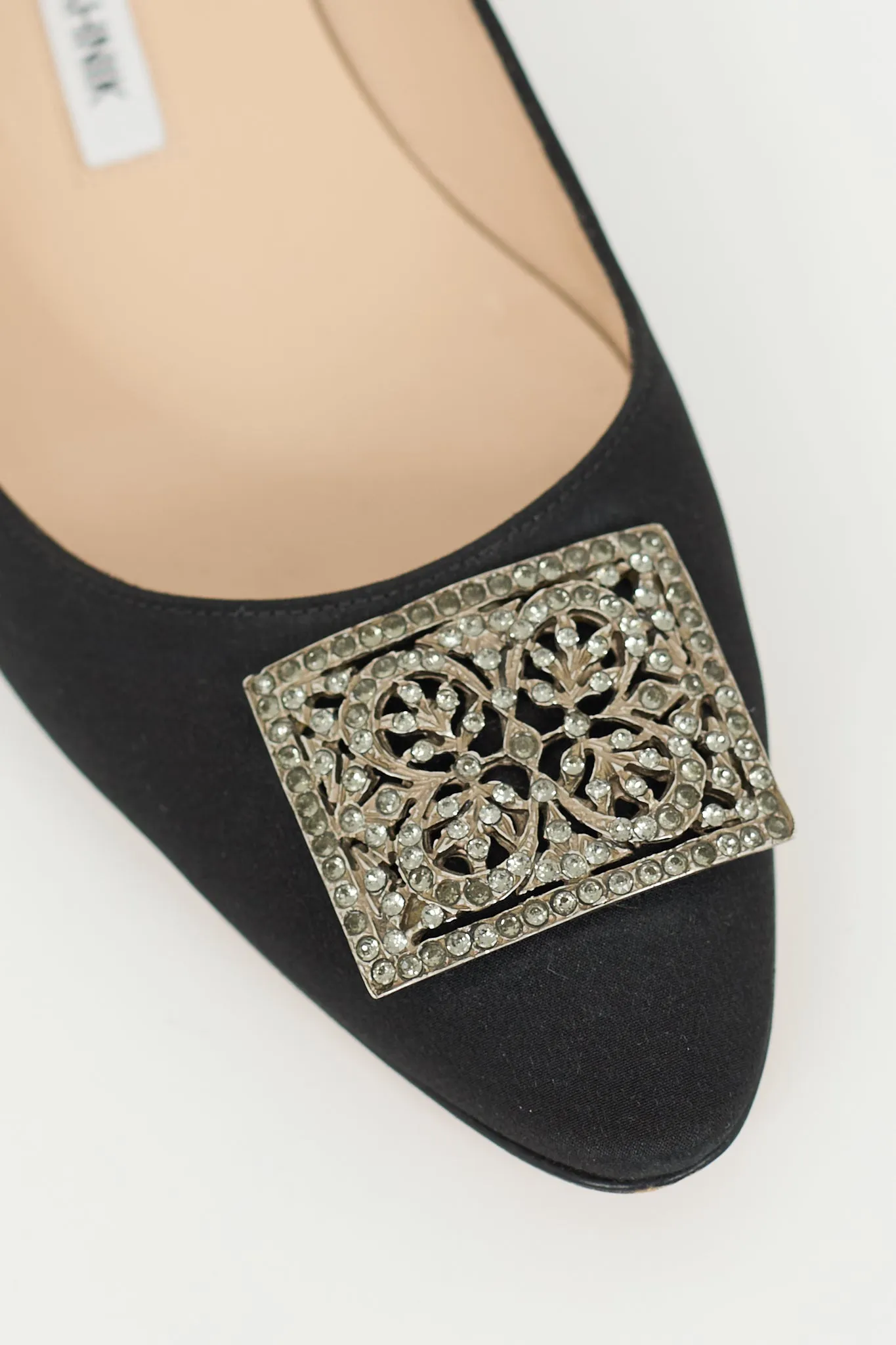 Black Satin Embellished Pump