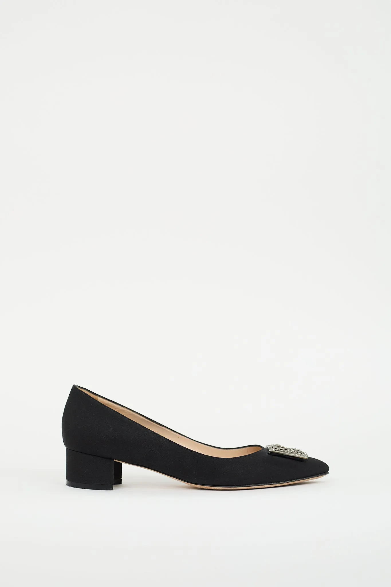 Black Satin Embellished Pump