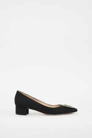 Black Satin Embellished Pump