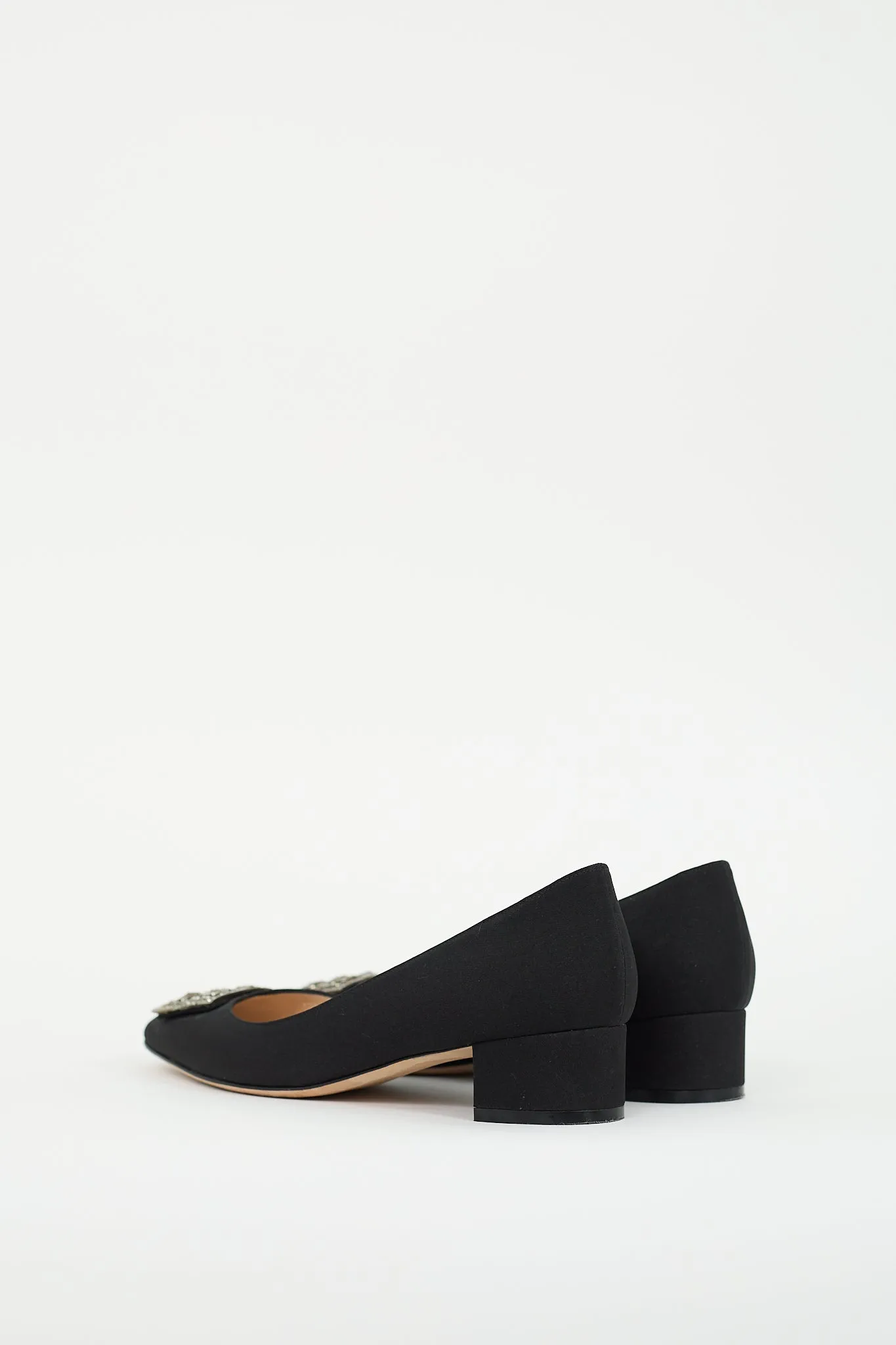 Black Satin Embellished Pump