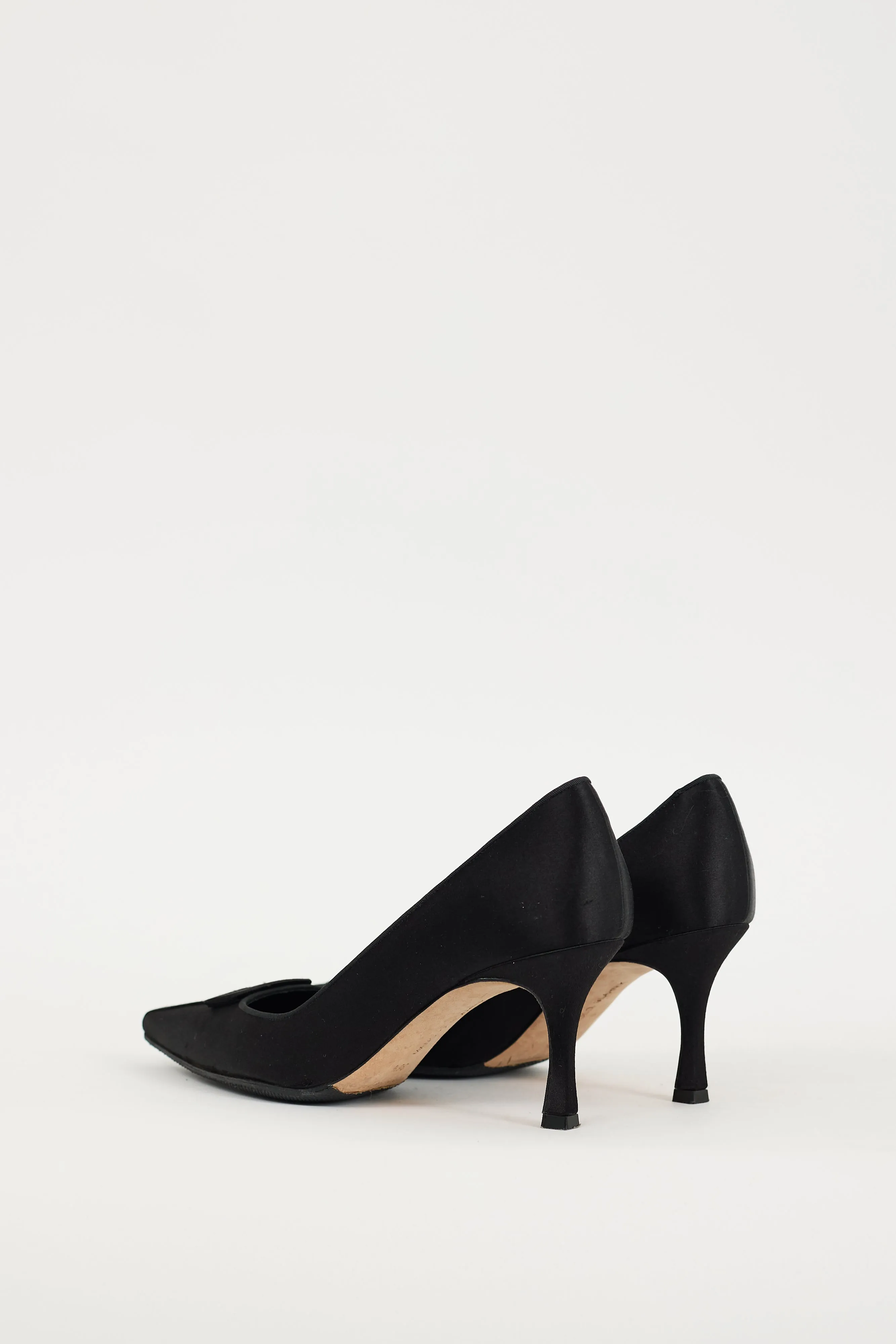Black Satin Grosgrain Trim Heel