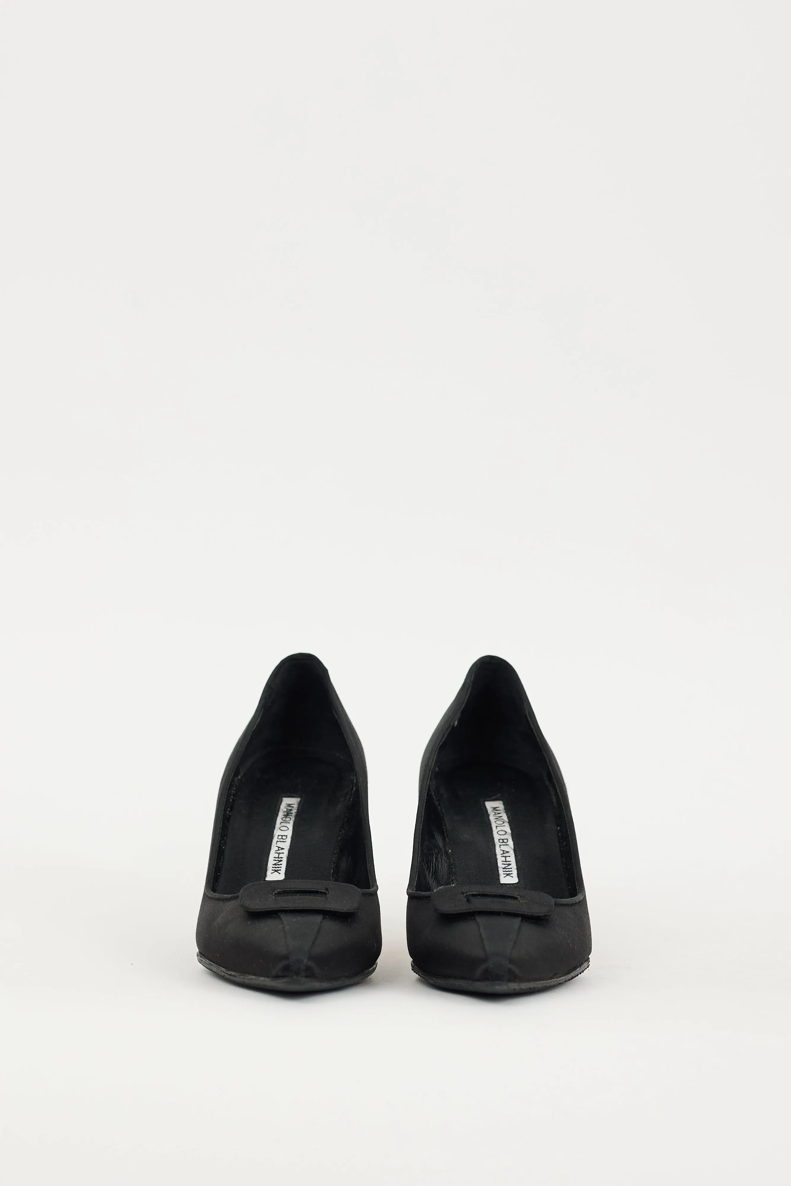 Black Satin Grosgrain Trim Heel