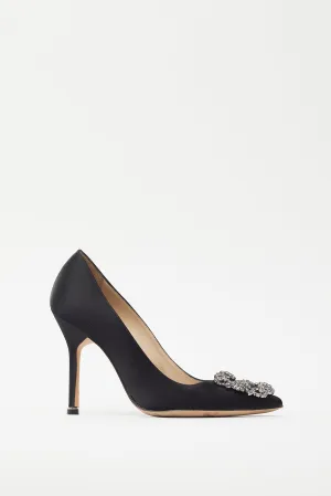 Black Satin Hangisi Embellished Pump