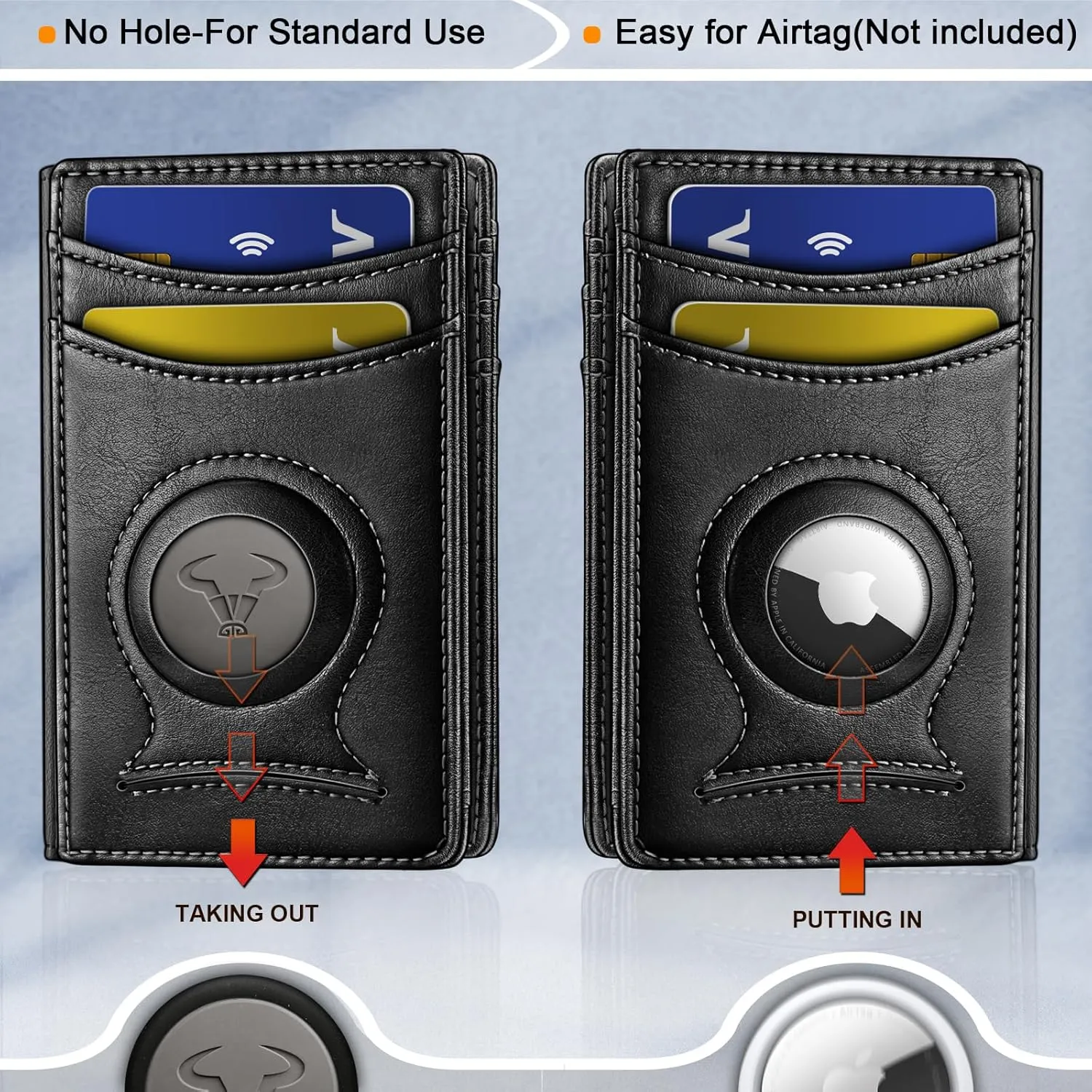 BULLIANT Men Airtag Wallet,Slim Wallet Money Clip Card Holder Magnetic Closure 12 Cards in Front Pocket RFID Blocking