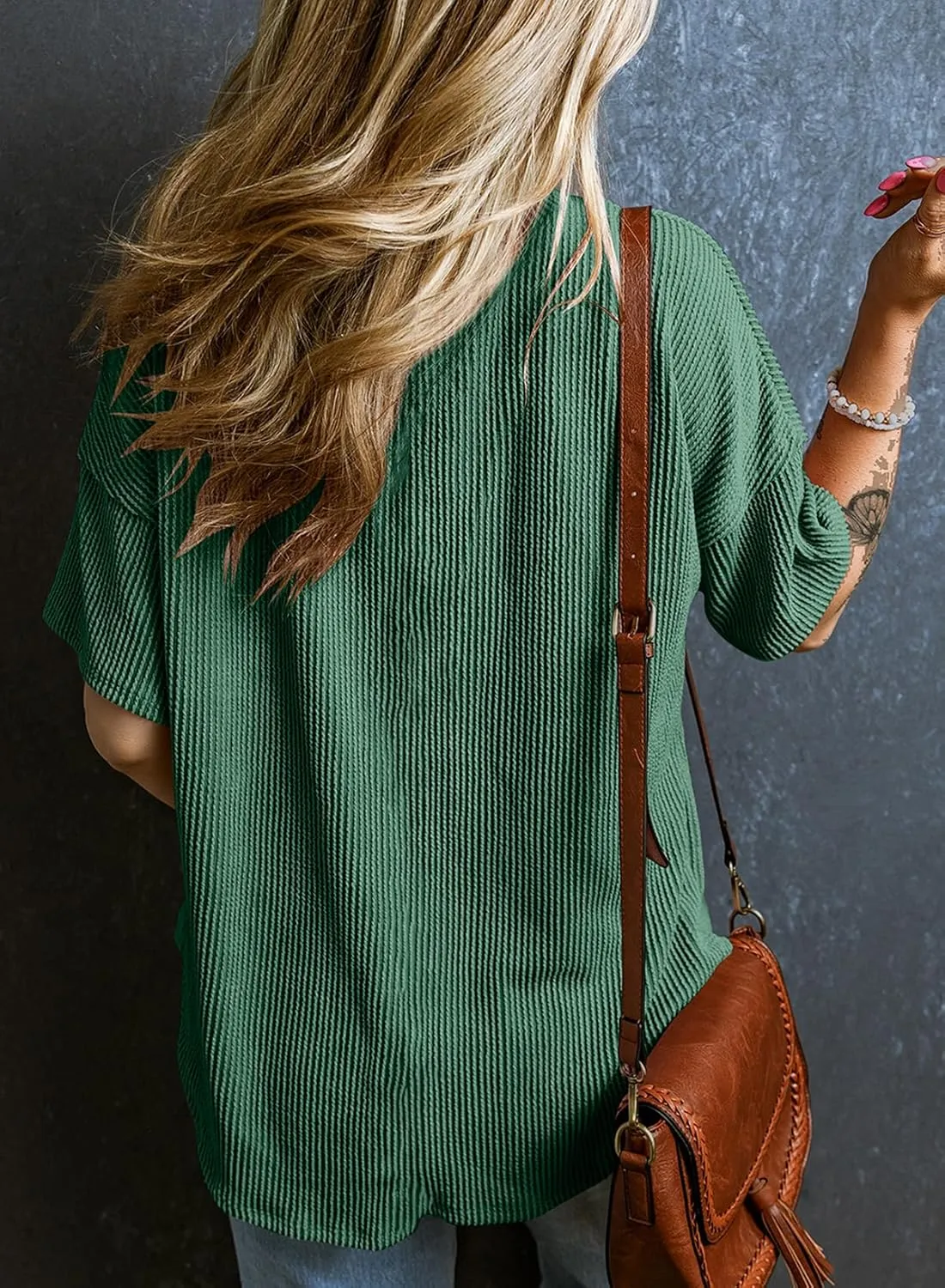 EVALESS Womens Summer Tops Oversized T Shirts Short Sleeve Blouses for Women Dressy Casual Work Outfits