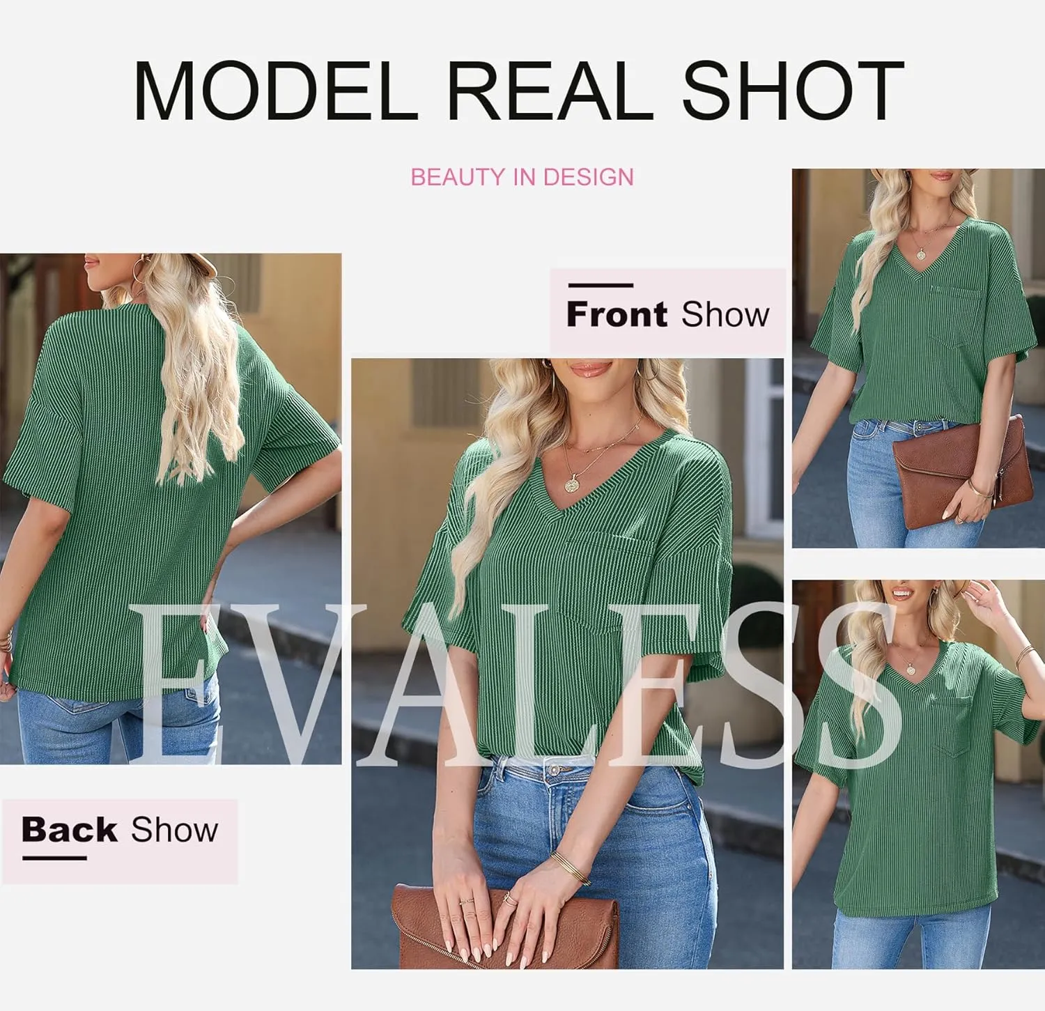 EVALESS Womens Summer Tops Oversized T Shirts Short Sleeve Blouses for Women Dressy Casual Work Outfits