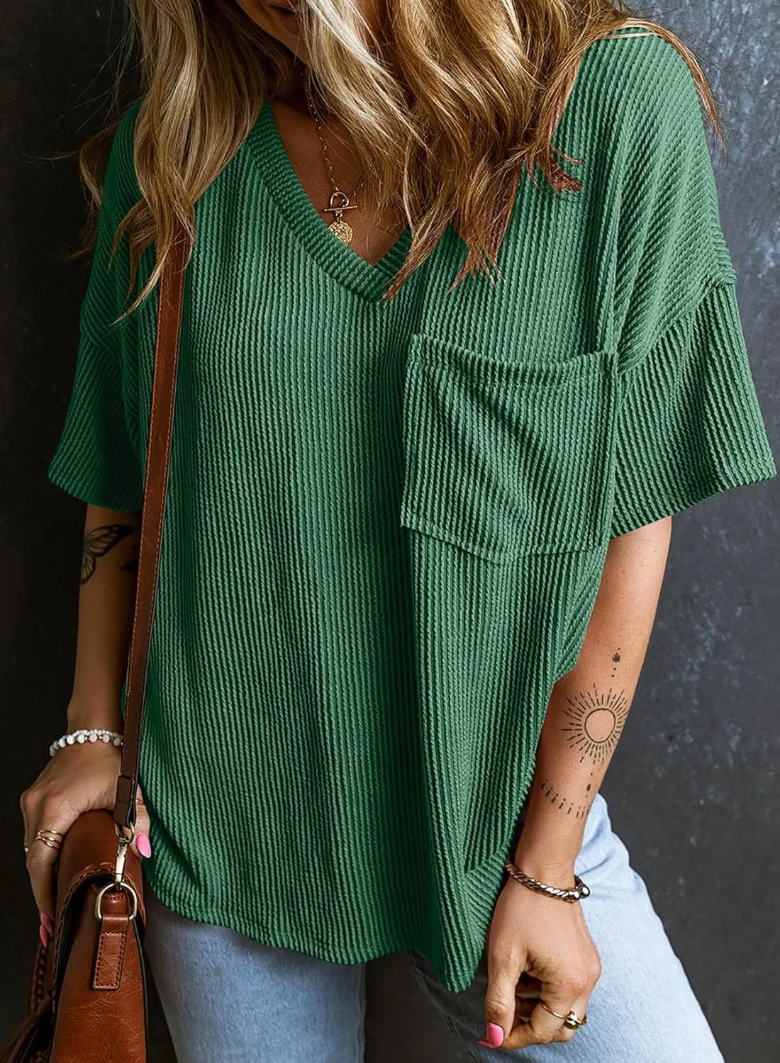 EVALESS Womens Summer Tops Oversized T Shirts Short Sleeve Blouses for Women Dressy Casual Work Outfits