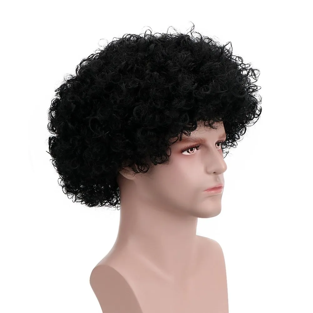 FREE BEAUTY Fluffy Afro Synthetic Clown Wig for Men Women Cosplay Anime Christmas Party Halloween Fancy Funny Wigs (Black)