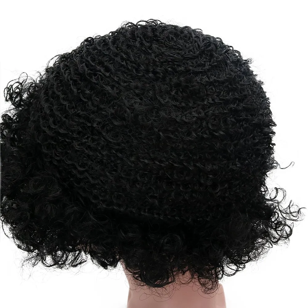 FREE BEAUTY Fluffy Afro Synthetic Clown Wig for Men Women Cosplay Anime Christmas Party Halloween Fancy Funny Wigs (Black)