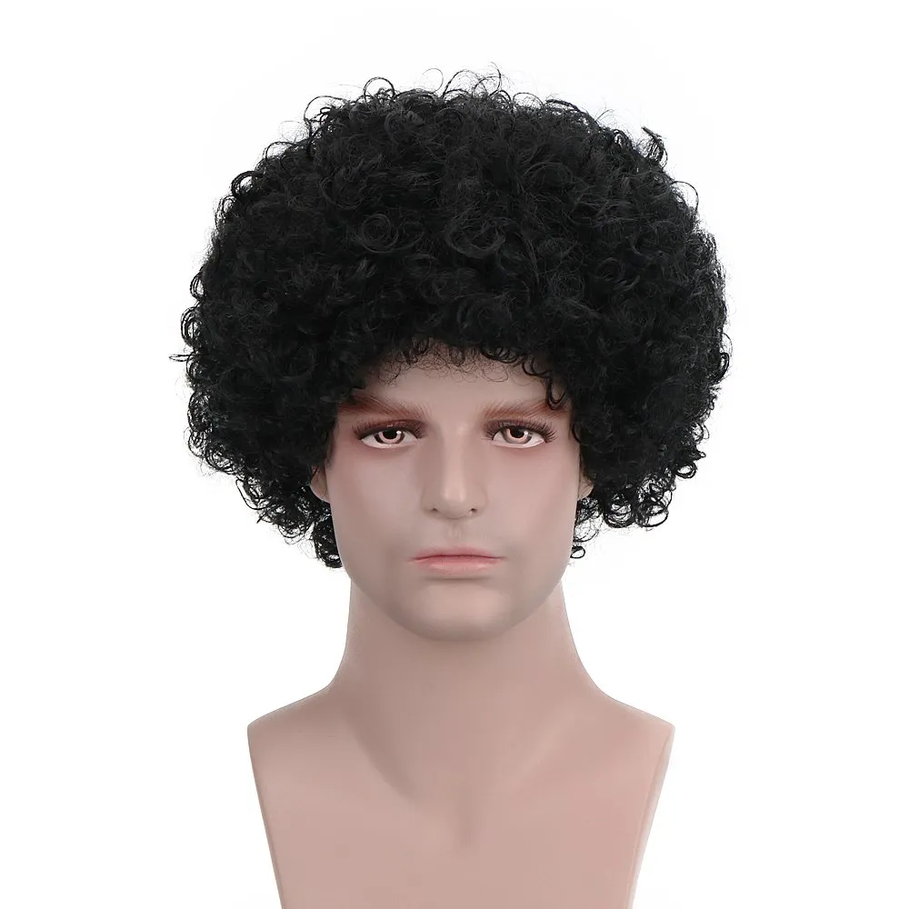 FREE BEAUTY Fluffy Afro Synthetic Clown Wig for Men Women Cosplay Anime Christmas Party Halloween Fancy Funny Wigs (Black)