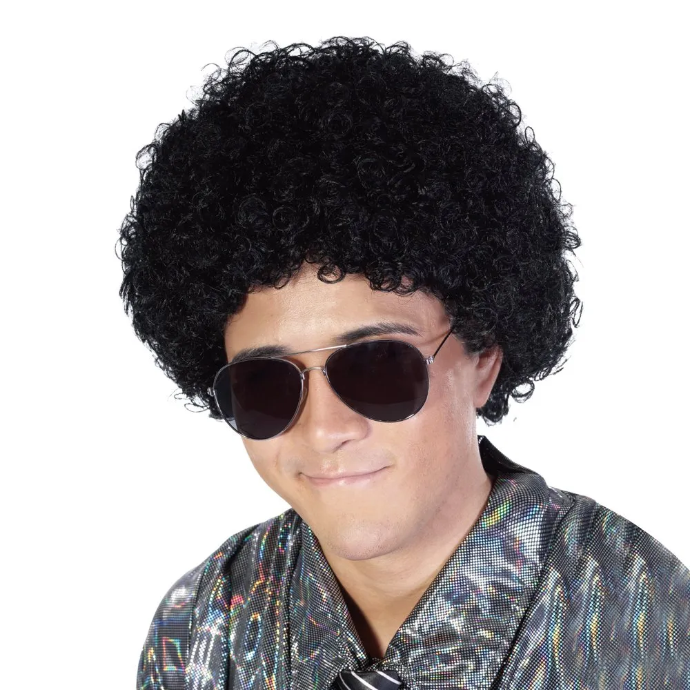 FREE BEAUTY Fluffy Afro Synthetic Clown Wig for Men Women Cosplay Anime Christmas Party Halloween Fancy Funny Wigs (Black)