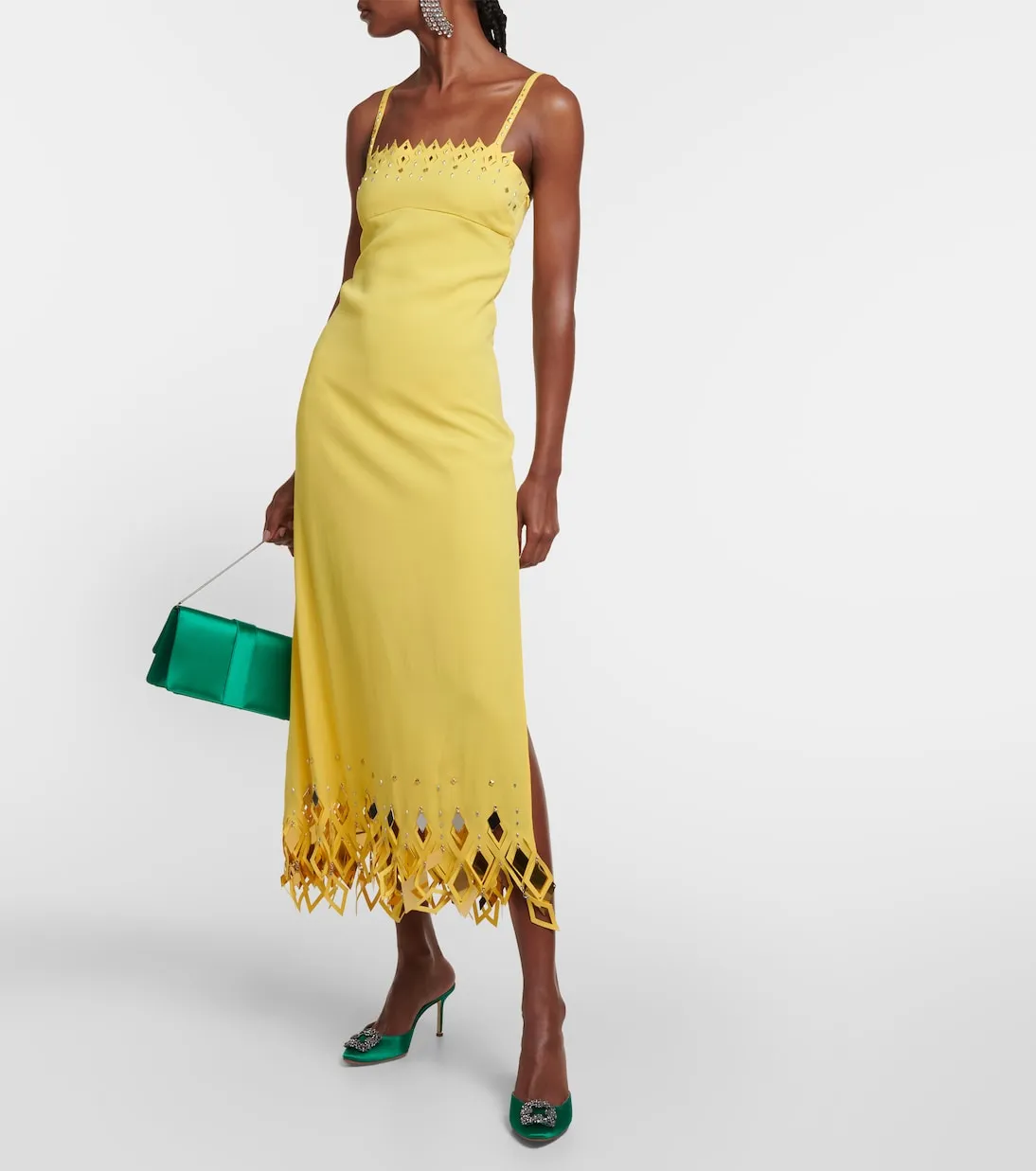 Hangisimu 70 satin mules with Manolo Blahnik decoration, green