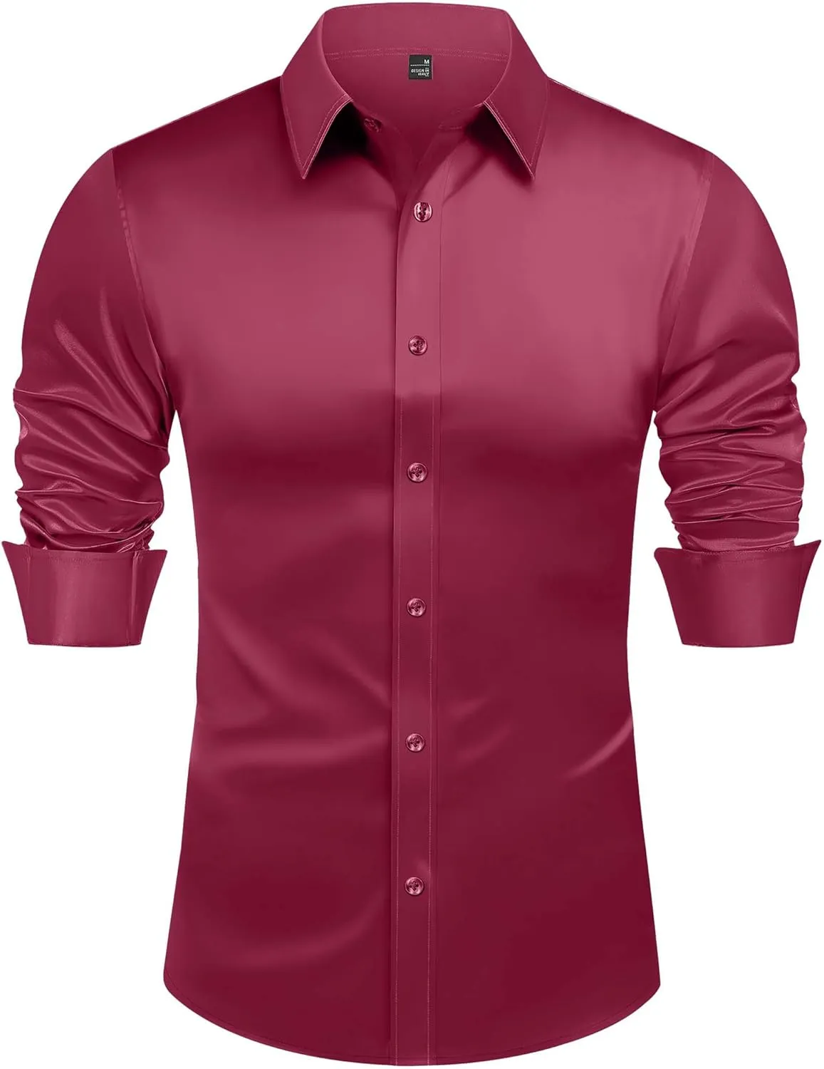 J.VER Men's Silk Satin Long Sleeve Dress Shirts Shiny Casual Button Down Shirt Luxury Party Prom Shirts