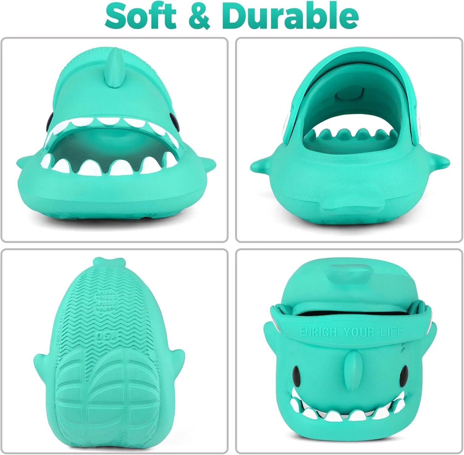 Kids Shark SlidesPillow Shower Sandals Quick Dry SlippersToddler Boys Girls Comfy Cloud SlidesSummer Non-Slip Thick Sole Beach Pool shoes