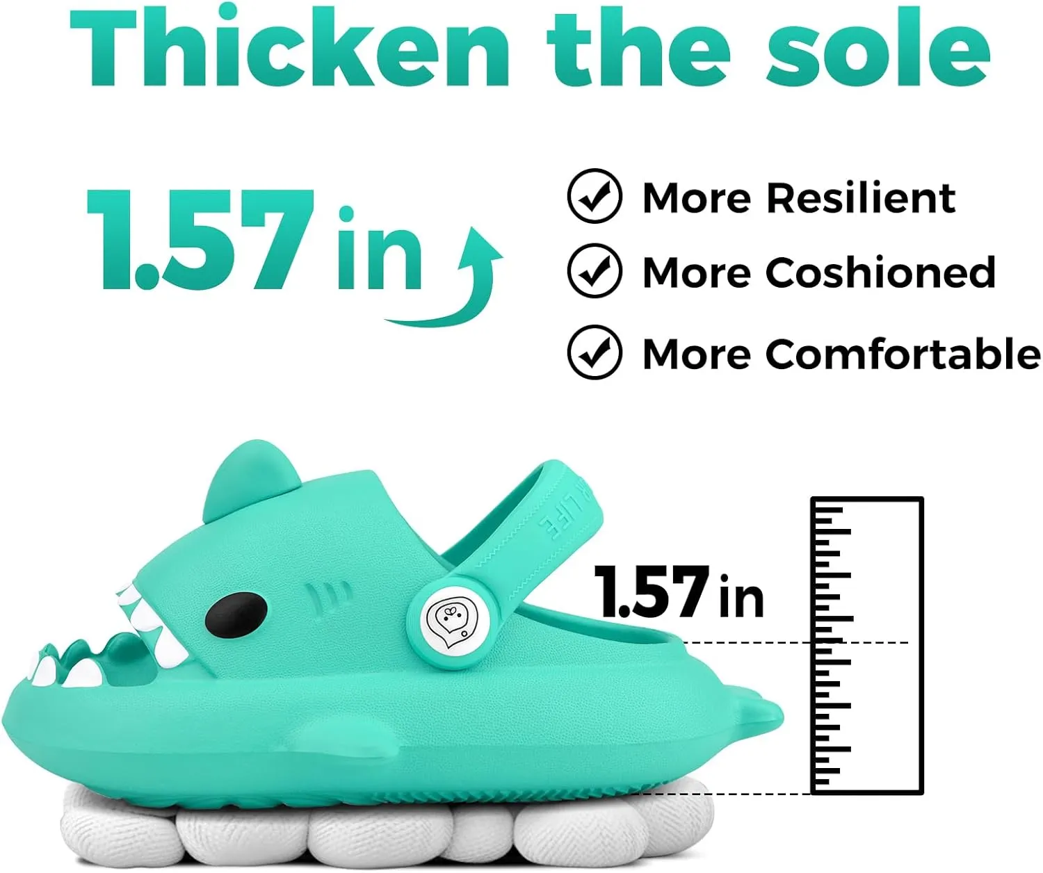 Kids Shark SlidesPillow Shower Sandals Quick Dry SlippersToddler Boys Girls Comfy Cloud SlidesSummer Non-Slip Thick Sole Beach Pool shoes