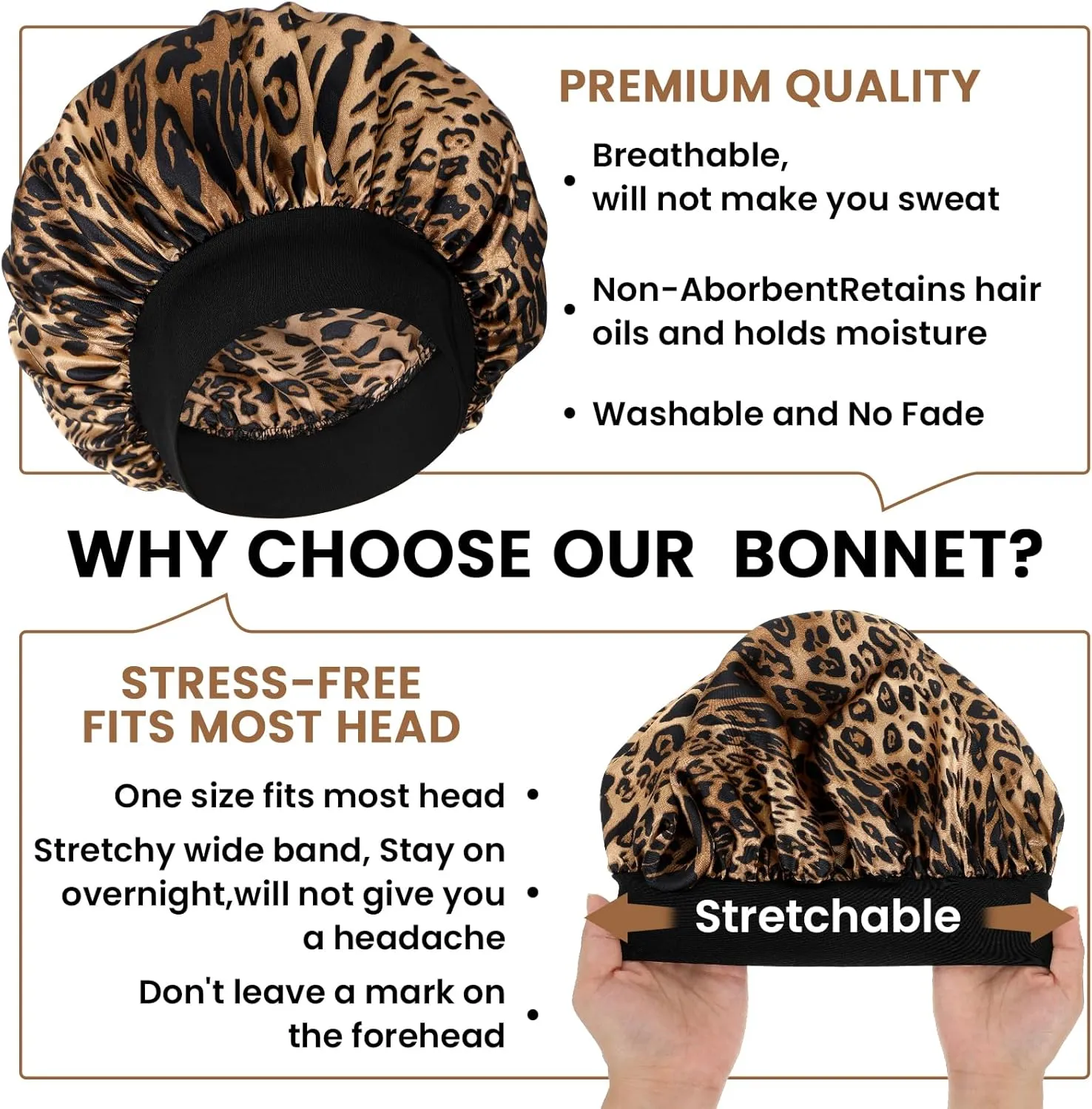 Silk Bonnet for Men, Satin Bonnet Elastic Band Silk Sleep Cap Soft Adjustable Hair Cap Hair Wrap for Women Sleeping