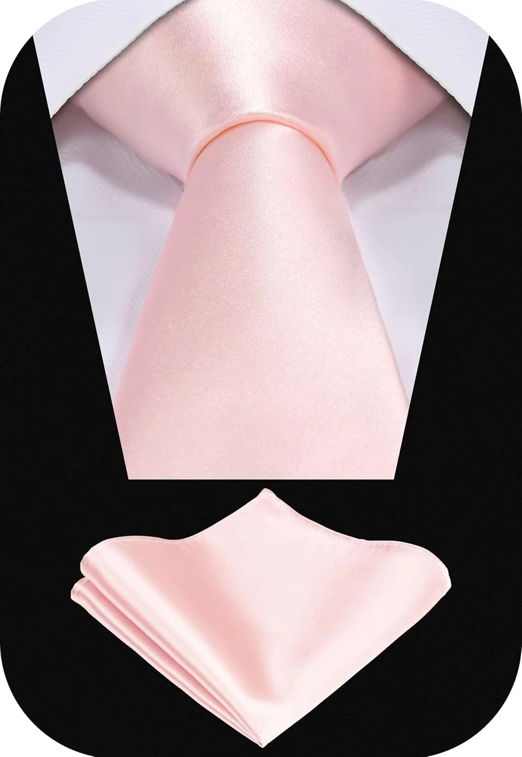 TIE G Solid Satin Woven dyed Color Formal Necktie and Pocket Square Sets in Gift Box