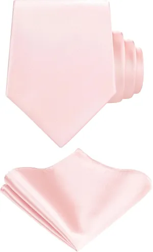 TIE G Solid Satin Woven dyed Color Formal Necktie and Pocket Square Sets in Gift Box