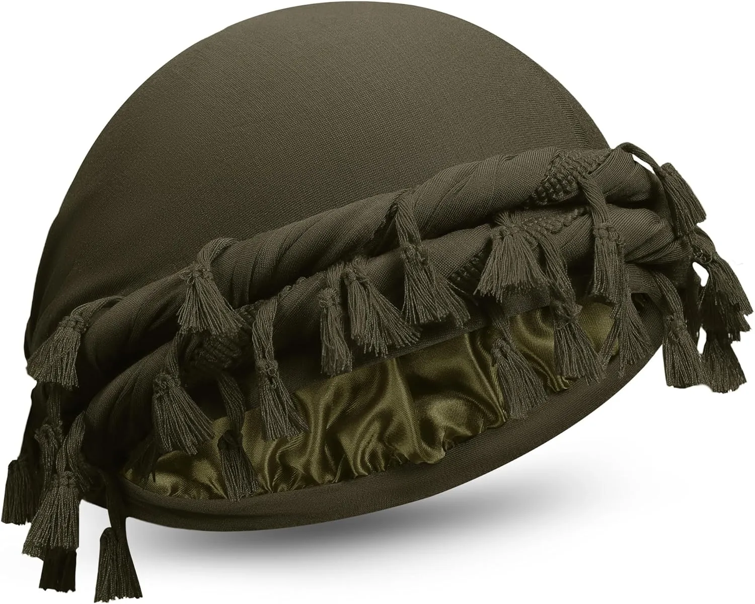 Turban for Men Adjustable Halo Silk Satin Lined Cap for Women Durag Twist Head Wraps Hat Elastic Pre Tie Beniee