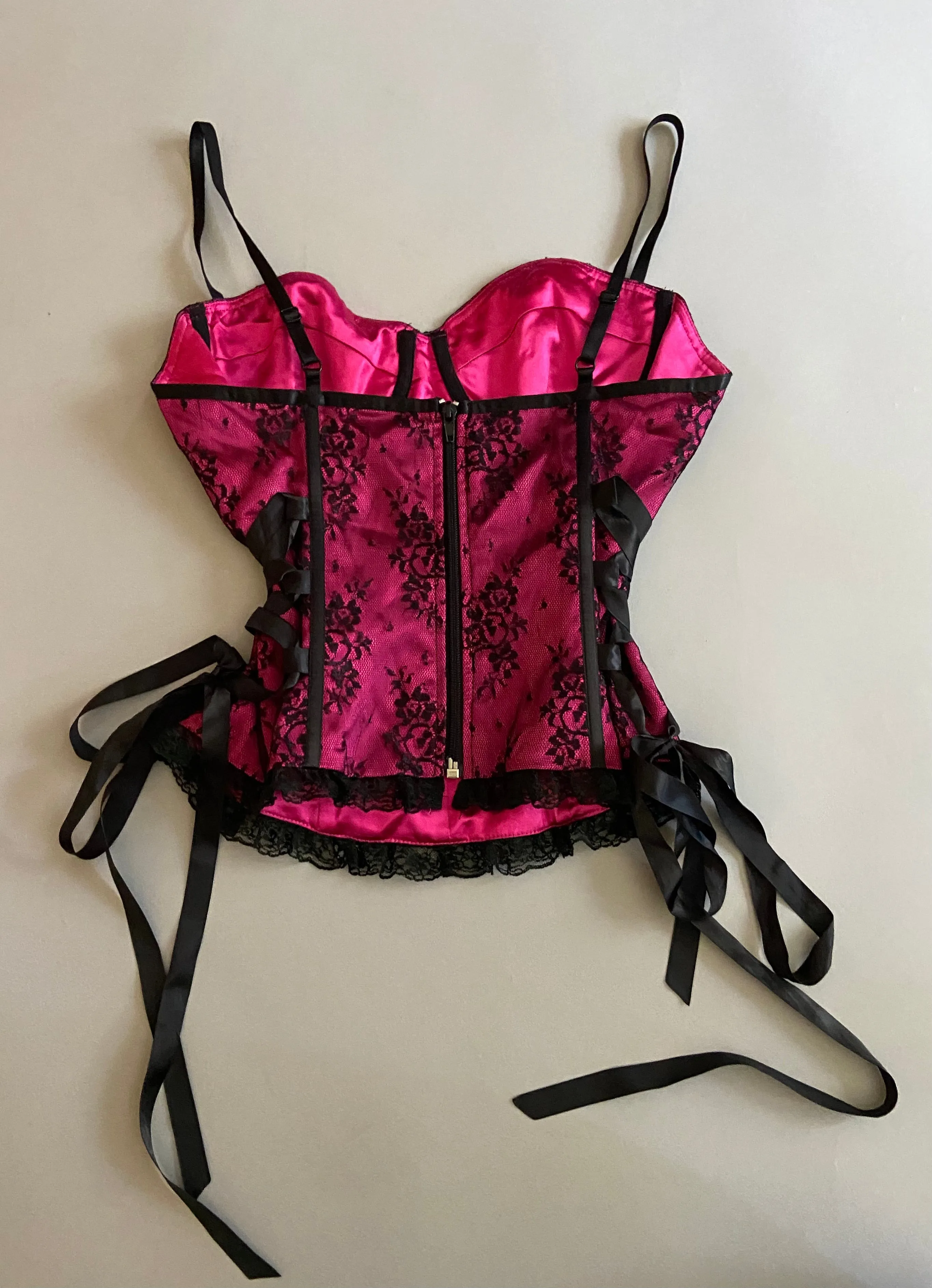 Vintage Lip Service Blacklist Pink Stretch Satin Bustier