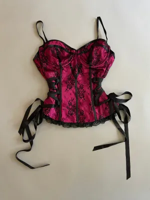 Vintage Lip Service Blacklist Pink Stretch Satin Bustier